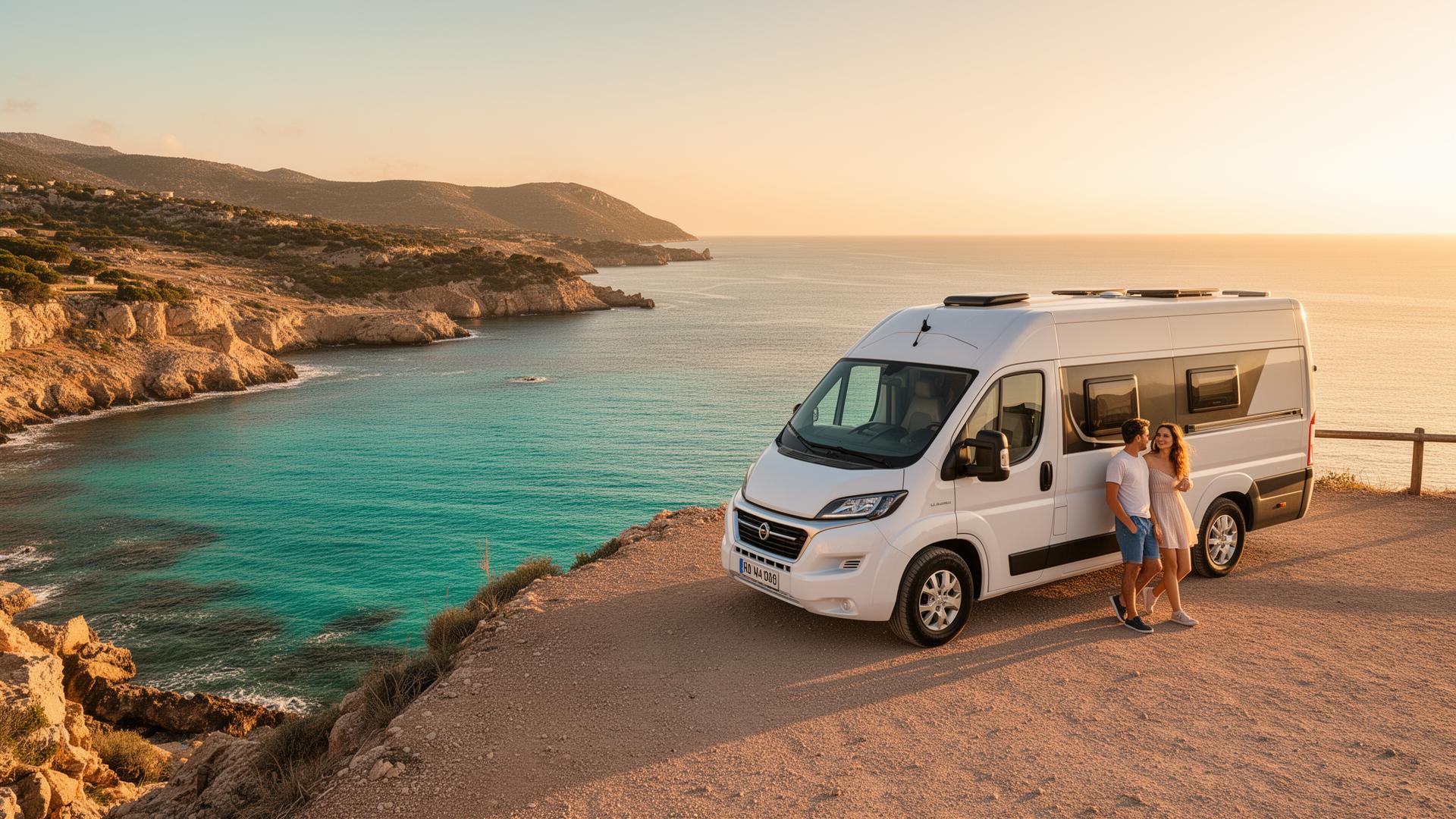 Campervan parked at scenic coastal location in Australia and New Zealand